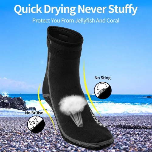 Vista 5 de COPOZZ Calcetines de buceo de neopreno de 0.118 pulgadas (0.118 in), antideslizantes para esnórquel natación, jóvenes, hombres y mujeres