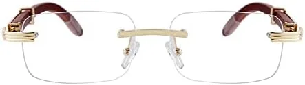 Vista 2 de Piscm Gafas de sol de madera con templo gafas de sol sin montura para hombres gafas planas con luz azul