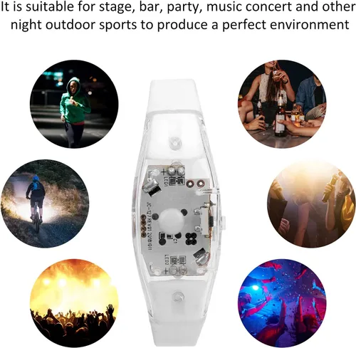 Vista 5 de plplaaoo Pulsera LED, pulsera LED de ciclismo, pulsera de silicona ajustable con luz LED, luces de correr para corredores, bandas reflectantes