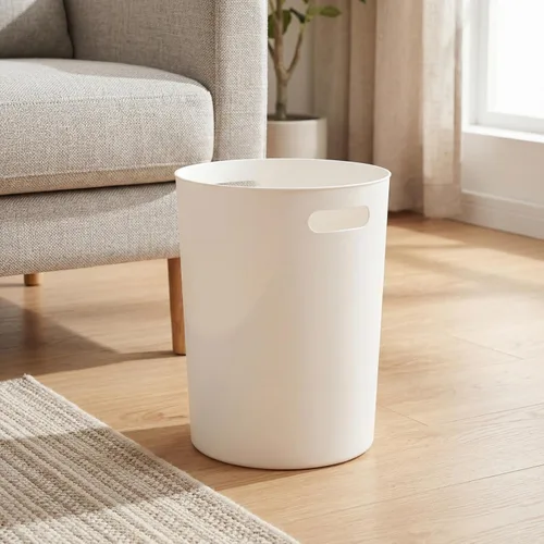 Vista 4 de Lyellfe Paquete de 6 cubos de basura pequeños, papelera redonda de plástico de 1.5 galones con asas, contenedor de basura blanco para espacio