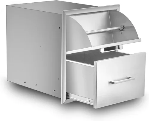 Vista 15 de Cajones de cocina para exteriores, acero inoxidable, 14 pulgadas de ancho x 8-1/2 pulgadas de alto x 23 pulgadas de profundidad, montaje empotrado