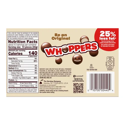 Vista 2 de Caja de caramelos Whoppers de leche malteada, 5 onzas