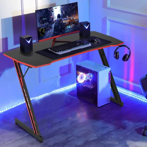 Vista 10 de Escritorio para juegos de 35 pulgadas en forma de Z, moderno y ergonómico para computadora, mesa de computadora para computadora en casa, oficina