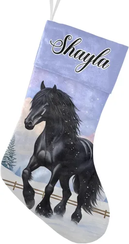 Vista 7 de Calcetines de Navidad personalizados con diseño de unicornio y flores con nombre, medias de Navidad personalizadas para decoración de fiestas