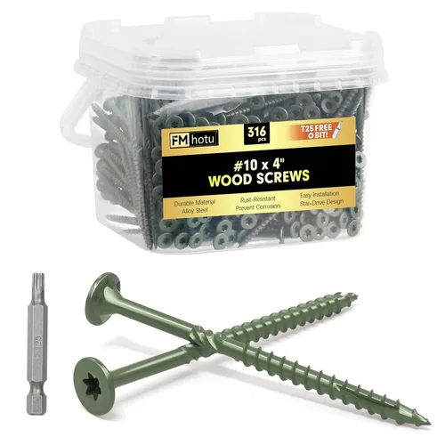 Vista 50 de #10 x 2-1/2" Tornillos para Terraza, 108 Piezas Tornillos para Madera con Cabeza Estrella, Tornillos para Madera Resistentes al Óxido para Negro