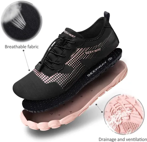 Vista 2 de SEEKWAY Zapatos de agua para hombres y mujeres adultos, secado rápido, calcetines acuáticos descalzos para playa, natación, río, piscina, lago