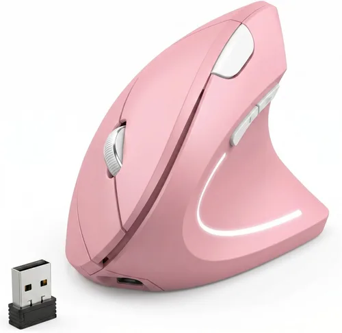 Vista 14 de Ratón inalámbrico vertical ergonómico, elegante, recargable, 2.4G, ratón óptico inalámbrico con receptor USB, 800/1200/1600 DPI, 5 botones