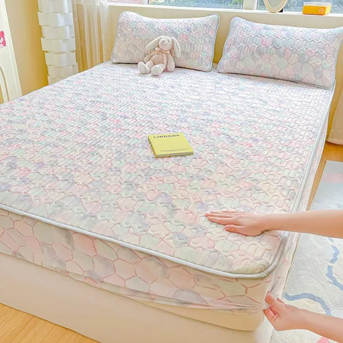 Vista 18 de FCLDESHOP Comfort Hotel - Sábana bajera ajustable de bolsillo profundo, juego de sábanas bajeras y fundas de almohada de seda de hielo de látex