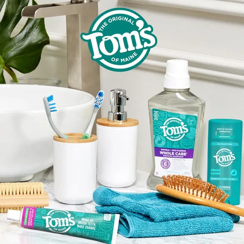 Vista 8 de Tom's of Maine Pasta dental en gel natural, antiplaca y blanqueadora sin flúor, vegana, sabor a hierbabuena, 4 onzas (paquete de 3)