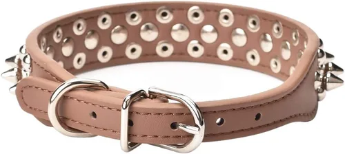 Vista 24 de Collar ajustable de piel sintética con remaches de clavos para gatos, cachorros y perros.