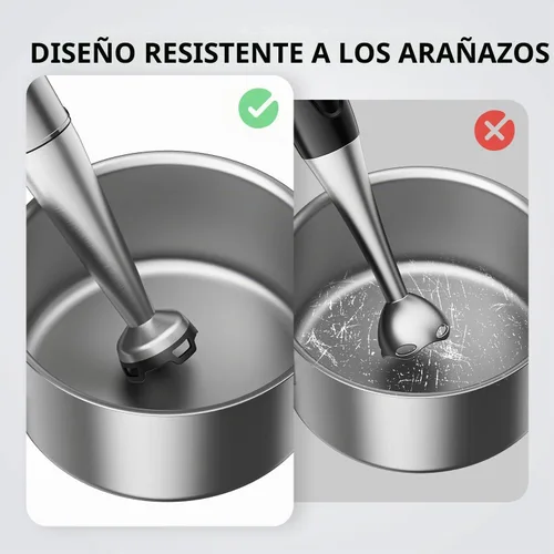 Vista 6 de Batidora de inmersión de mano de 1100 W con cable 5 en 1 con velocidad de control de gatillo, batidora, accesorios para espumar leche para sopa