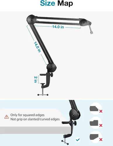 Vista 4 de InnoGear Soporte de brazo para micrófono, brazo de micrófono resistente, soporte de micrófono de suspensión con brazo de tijera boom con clip
