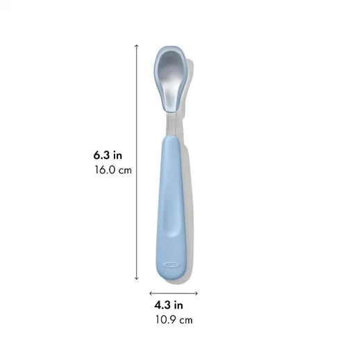 Vista 2 de OXO TOT Juego de cucharas de alimentación con ópalo de silicona suave y atardecer