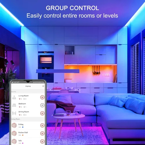 Vista 6 de Sengled - Tira de luz LED multicolor inteligente de malla Bluetooth, 16.4 pies, funciona con Amazon Echo y Alexa, alto brillo con 16 millones