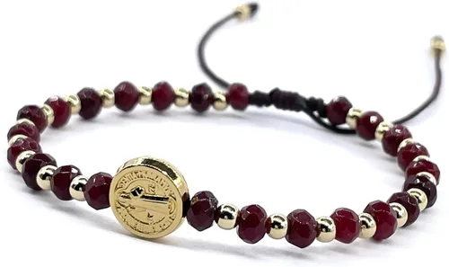 Vista 44 de St Benedict Coin and Natural Round Red Coral Beads Adjustable Bracelet for Women
