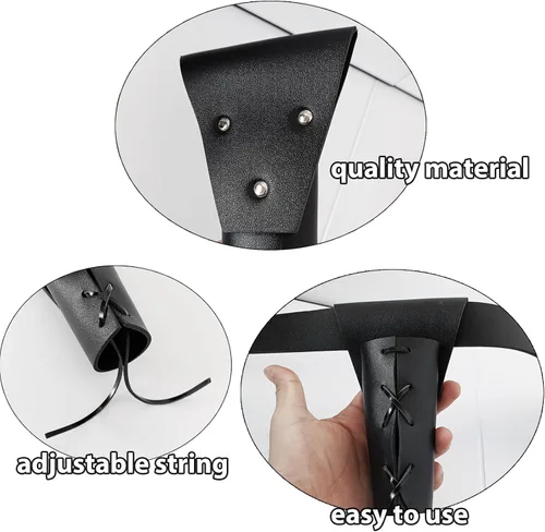 Vista 3 de Medieval Dagger Holster Sword Frog PU Leather Halloween Sword Holster Renaissance Fairs LARP Belt Sheath Accessory
