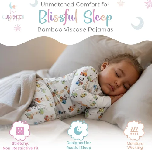 Vista 3 de CubbieMoon Bamboo Viscose Baby Pajamas 2 Way Zip for Diaper Change 0 to 24 Month Soft Stretchy Sleeper 2 Pack
