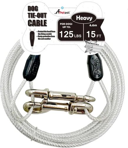 Vista 16 de Petest Cable de amarre reflectante de 15 pies para perros pequeños de hasta 35 libras