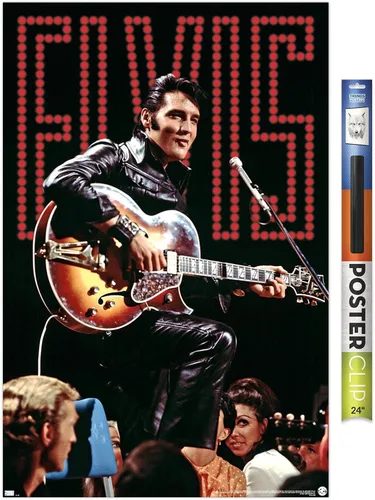 Vista 17 de Trends International Elvis Presley - Póster de pared de concierto 68, 14.72 x 22.37 pulgadas, versión enmarcada de madera de granero Versión