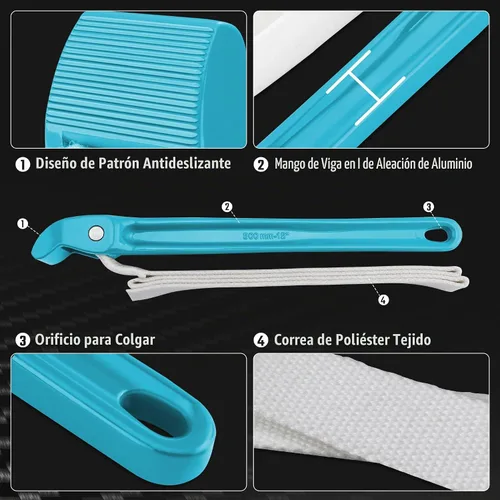 Vista 5 de Llave de correa DURATECH, mango de 12" (30.48 cm), llave de tubo con correa de nylon ajustable, llave de correa para filtro de aceite, azul Llave