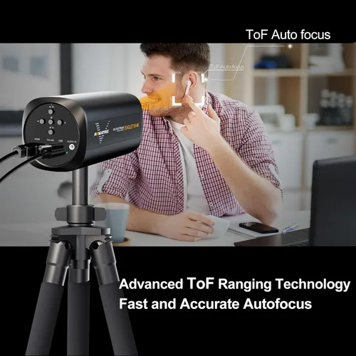 Vista 2 de AVMATRIX FHD 4K Cámara web gran angular con zoom óptico 10X ToF AF