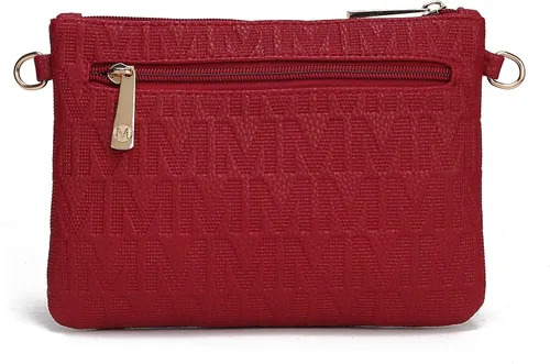 Vista 5 de MKF bolsa cruzada 2 en 1 para mujer, monedero de pulsera, pequeña bolsa de cuero sintético para mujer, correa ajustable, negro, S