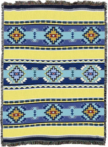 Vista 17 de Pure Country Weavers Rimrock Dusk Blanket XL – Inspirado en los nativos americanos del suroeste – Manta de regalo tejida de algodón – Fabricado