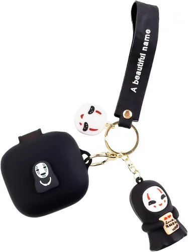 Vista 2 de Funda para auriculares Beats Fit Pro, funda de carga de silicona de dibujos animados con lindo llavero de muñeca con cordón antipérdida