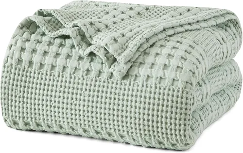 Vista 48 de PHF Manta ligera de punto gofre 100% algodón para cama, King, color blanco 02 Blanco