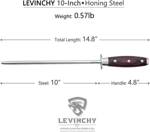 Vista 5 de Cuchillo profesional de 10 pulgadas de acero para afilar con mango