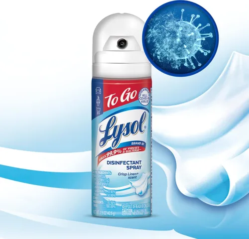 Vista 6 de Lysol Spray desinfectante para llevar, lino crujiente, 1.5 onzas (paquete de 3)