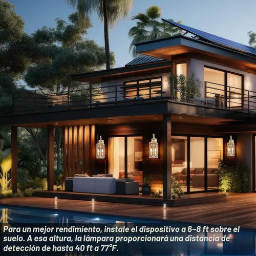 Vista 7 de Luz de exterior con sensor de movimiento dorada de 20 pulgadas, gran lámpara de iluminación al aire libre del atardecer al amanecer, lámpara