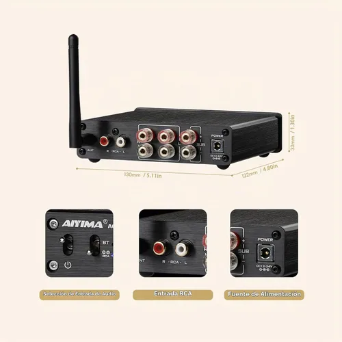 Vista 6 de AIYIMA A03 2.1 Canal Clase D Amplificador 50W+50W+100W TPA3116 Subwoofer Bluetooth Amp HiFi Amplificador de Potencia con Adaptador de Corriente