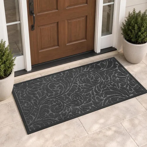 Vista 16 de Yimobra Tapete para puerta de entrada exterior, 29.5 x 17 pulgadas, impermeable, resistente, para puerta delantera, tapete antideslizante resistente
