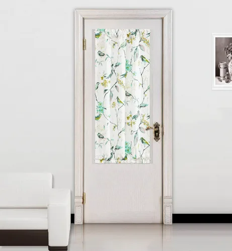 Vista 11 de VOGOL - Cortina decorativa con patrón de pájaros para puerta delantera, cortinas francesas de cocina con reducción de vista, 1 panel de lino