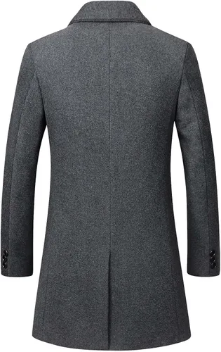 Vista 2 de Litteking Abrigo de invierno para hombre, gabardina de lana, abrigo casual de un solo botonadura