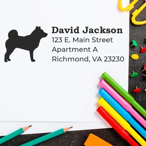 Vista 54 de Airedale Terrier Address Stamp, Custom Airedale Terrier Hand Stamp for Dog Lovers, Duo Rubber Return Address for Pet Owners