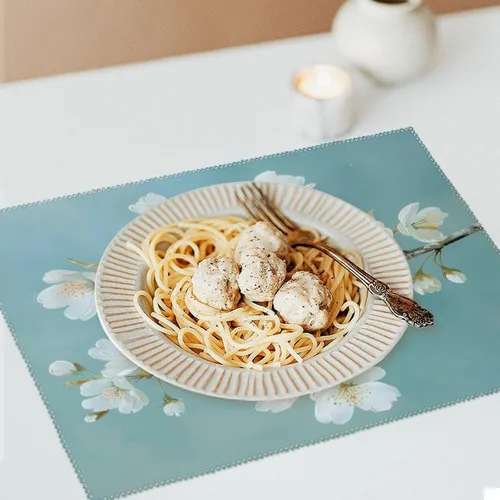 Vista 6 de Cherry Flower Branch Placemats Set of 6 Resistant Table Mats Washable Place Mats for Dinner Party Table Decoration