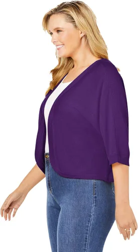 Vista 4 de Woman Within Cárdigan con ribete acanalado para mujer, talla grande