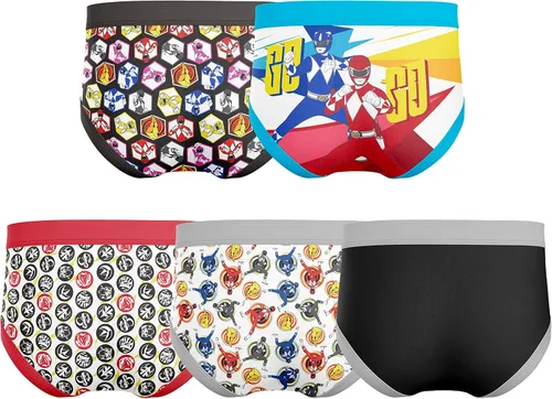 Vista 2 de Power Rangers Boys' Tienda Exclusive 100% Combed Cotton 5-Pack Brief in Sizes 4, 6 and 8
