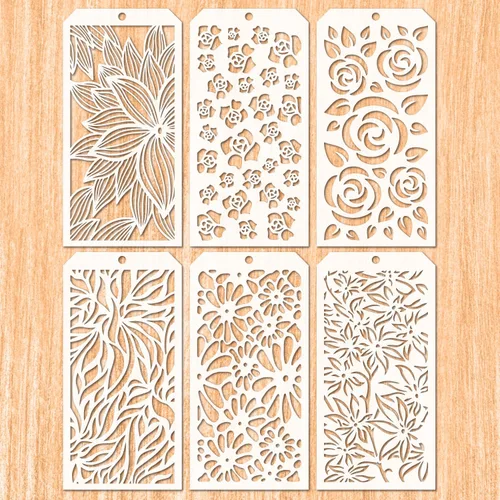 Vista 12 de 6 piezas de plantillas decorativas para álbumes de recortes, pintura en pared, muebles, manualidades, adecuada para decoración del hogar (círculo)