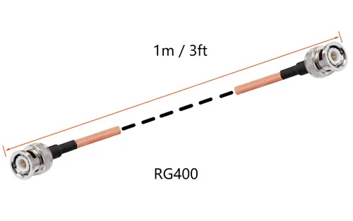 Vista 3 de Cable BNC macho a BNC macho 50ohm BNC macho a macho RG400 RF Coaxial Pigtail Cable de puente de 3 pies/3.3 ft para antenas de RF Jamón Radio de mano