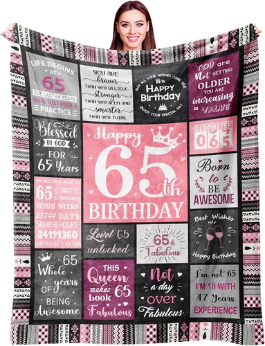 Vista 17 de Ivivis Regalos de 100º Cumpleaños para Mujeres Manta 60"x50", Suministros de Decoraciones para Fiesta de 100º Cumpleaños, Regalos de Feliz 100º