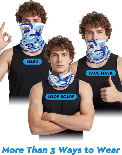Vista 5 de 9 piezas de pasamontañas para hombre, polaina para el cuello, máscara facial de verano, protección solar, refrescante, transpirable, cubierta