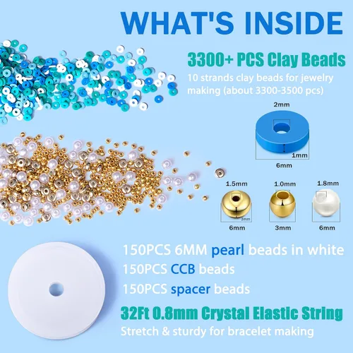 Vista 3 de AceFun 3750 cuentas de arcilla para hacer pulseras, kit de cuentas de arcilla polimérica con cuentas espaciadoras de perlas, juego de cuentas Heishi