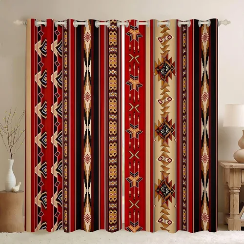 Vista 41 de Cortinas opacas de estilo bohemio occidental de 76 x 45 pulgadas, cortinas y cortinas de atrapasueños de vaca, cortinas del suroeste, cortinas