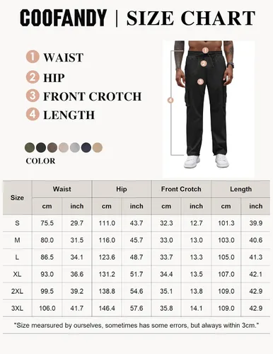 Vista 6 de COOFANDY Pantalones cargo casuales para hombre, pantalones deportivos de algodón con cordón