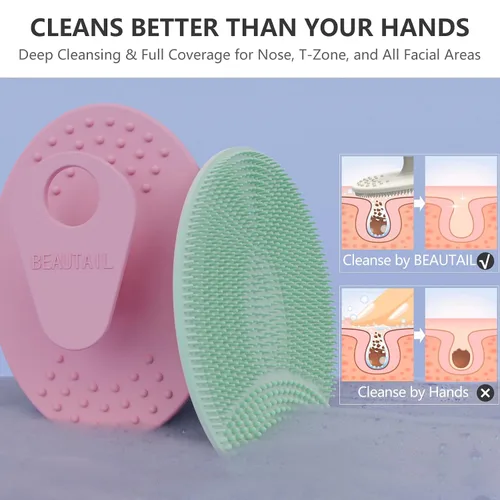 Vista 3 de BEAUTAIL - Cepillo de limpieza facial manual de silicona para hombres y mujeres, 6 unidades, exfoliante facial suave, cepillo facial exfoliante