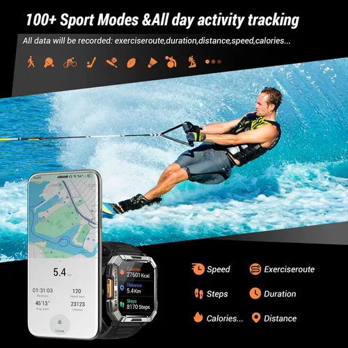 Vista 11 de Reloj inteligente militar para hombre (respuesta/hacer llamadas), reloj inteligente de 2.01 pulgadas para Android y iPhone, rastreador de actividad