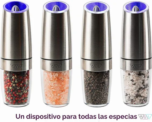 Vista 2 de KSL Gravity - Juego de molinillo eléctrico de sal y pimienta - Regalo de Navidad - Kit de agitadores automáticos motorizados ajustables - Molino